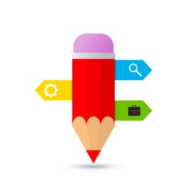 Beyaz bir arka plan üzerinde infographics için şablonlar ile kalem. Vektör çizim .