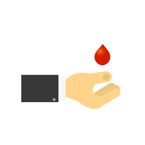 Mano Del Hombre Una Gota Sangre Caridad Donando Sangre Ilustración — Vector de stock