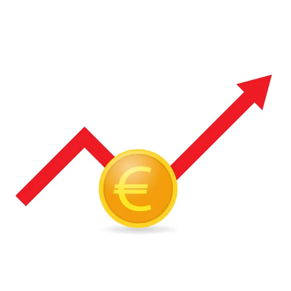 Euro Mince Růstu Graf Bílém Pozadí Vektorové Ilustrace — Stockový vektor