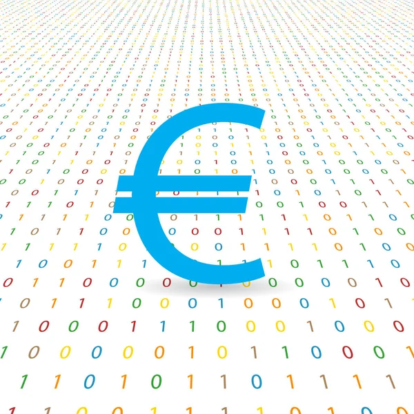 Символ Евро Цифровом Фоне Векторная Иллюстрация — стоковый вектор