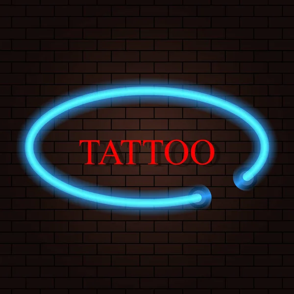 Tatuaggio Del Salone Banner Neon Sfondo Mattoni Illustrazione Vettoriale — Vettoriale Stock
