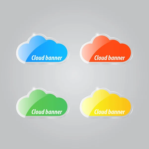 Πολύχρωμα Φωτεινά Σύννεφα Εικονίδια Γκρι Φόντο Εικονογράφηση Διάνυσμα — Διανυσματικό Αρχείο