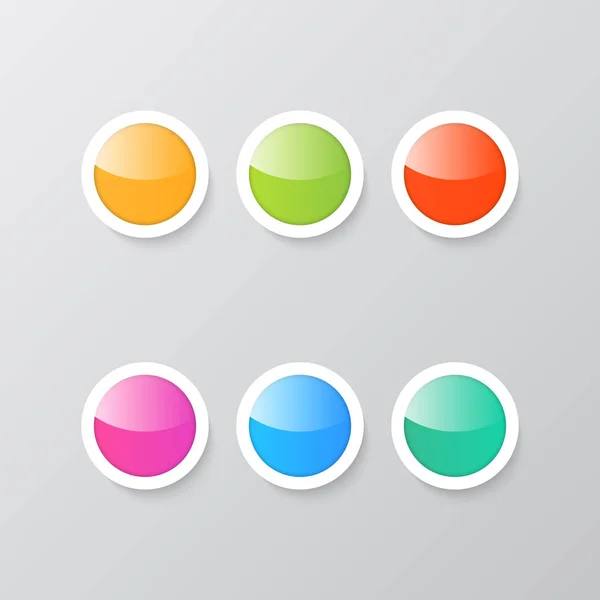 Boutons Brillants Colorés Sur Fond Gris Illustration Vectorielle — Image vectorielle