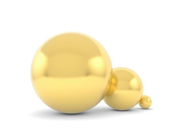 Altın Top beyaz arka plan üzerinde izole. 3D çizim.