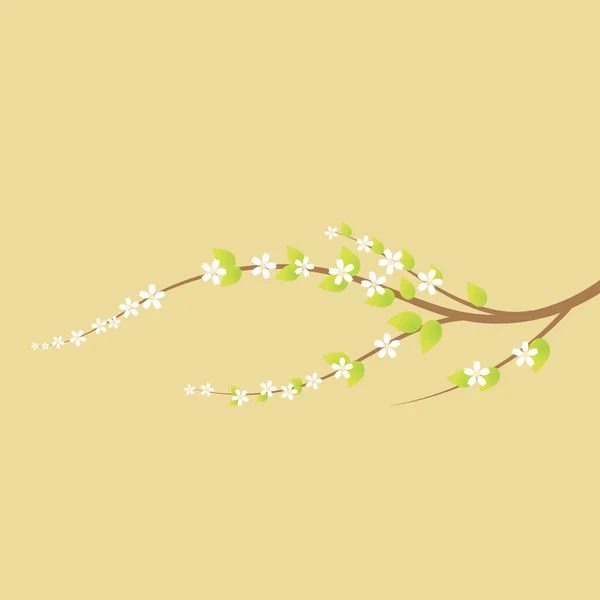Floração Ramo Cerejeira Primavera Ilustração Vetorial — Vetor de Stock