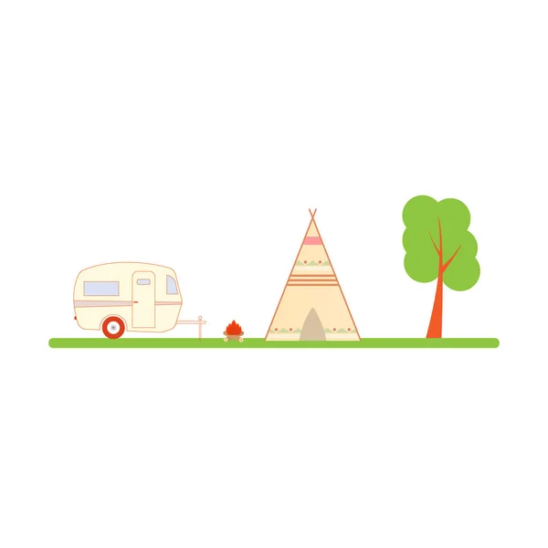 Travel, ecological recreation in nature. Vector illustration .