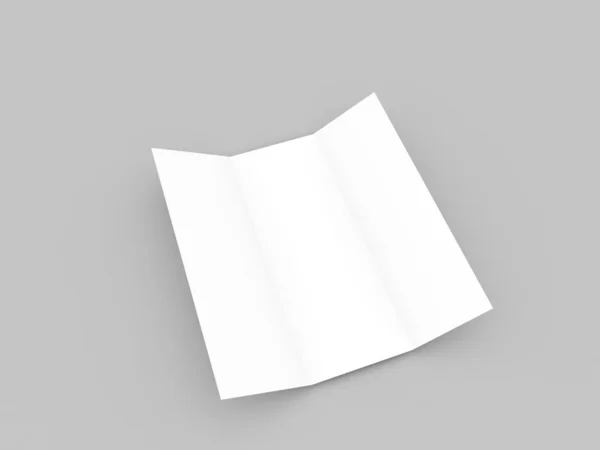 グレーの背景に白い広告チラシ 3Dレンダリング図 — ストック写真
