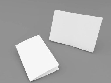 Gri arka planda beyaz tebrik kartı. 3d resimleme.