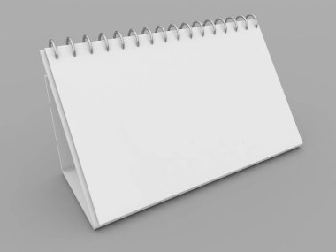 Gri arka planda büyük bir masa takvimi düzenleyicisi. 3d resimleme.
