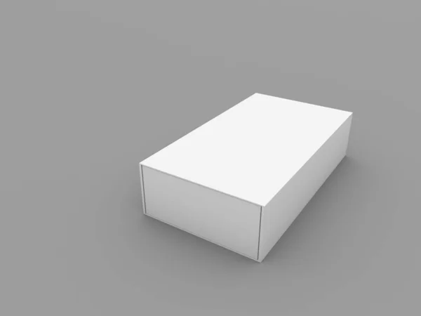 Kapalı kutu, gri arka planda taklit ediliyor. 3d resimleme.