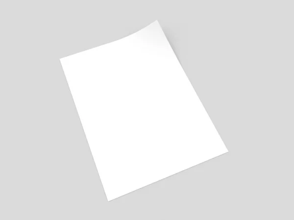 Curved Sheet White Paper Gray Background Render Illustration — Stock Photo, Image