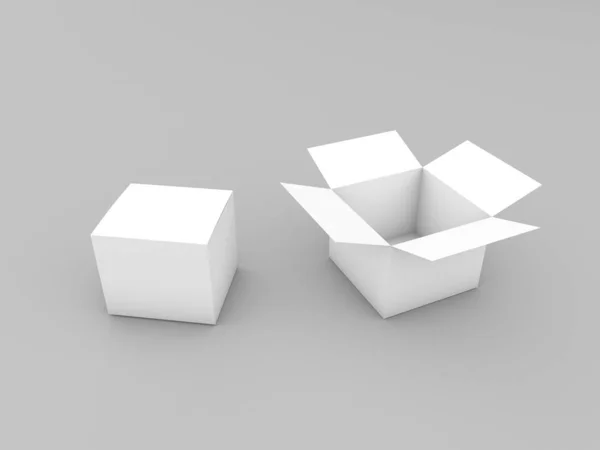 Two Cardboard Boxes Mock Gray Background Render Illustration — Stock Photo, Image