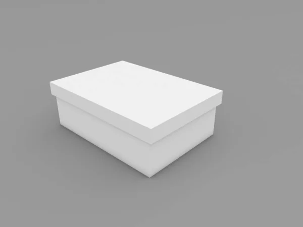 Caja Zapatos Sobre Fondo Gris Ilustración Renderizado — Foto de Stock