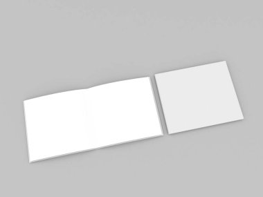 Gri bir arka planda okul defteri kapağı. 3d resimleme.