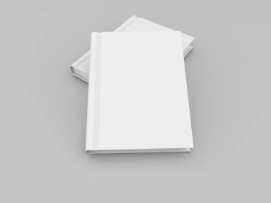 Gri arka planda ciltli kitap modeli. 3d resimleme.