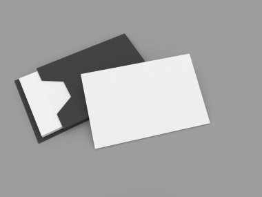 Gri arkaplandaki kartvizit boş. 3d resimleme.