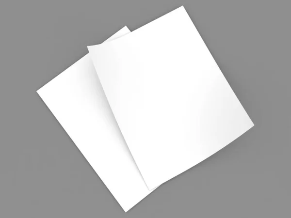 Two Sheets Office Paper Gray Background Render Illustration — Stock Photo, Image