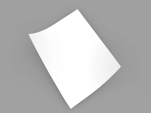 Foglio Carta Curva Sfondo Grigio Illustrazione Rendering — Foto Stock