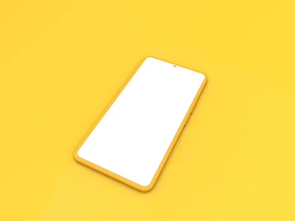 Modèle Smartphone Vierge Sur Fond Jaune Illustration Rendu — Photo