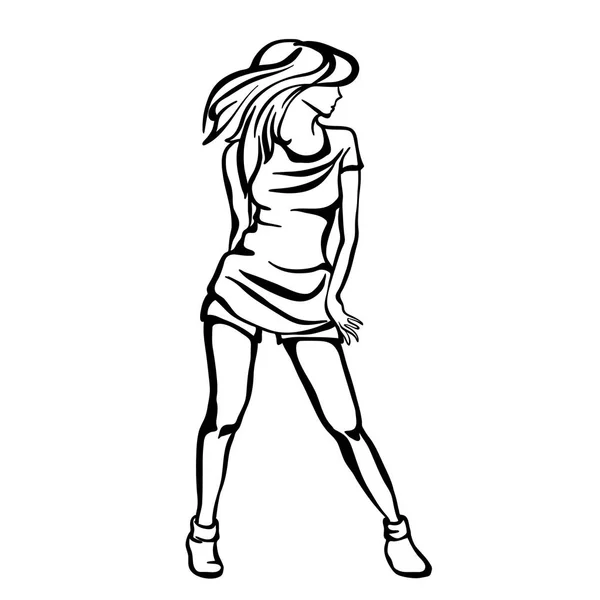 Hermosa danza de una joven — Vector de stock