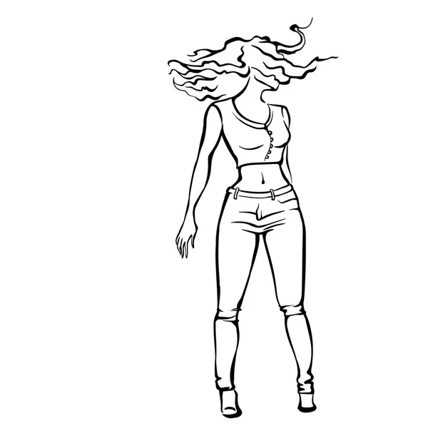 Hermosa danza de una joven — Vector de stock