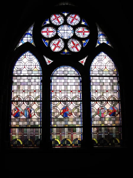 Trier Germany August 2010 Stained Glass Observed Dark Church Hot — Stock Photo, Image
