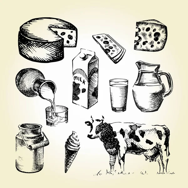 Milch Hand Draw — Stockvektor