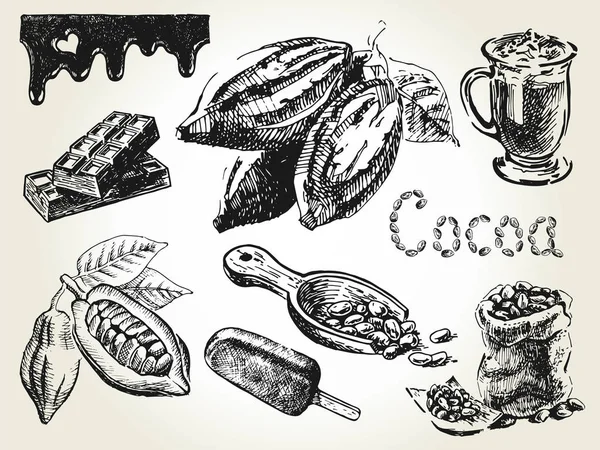 Kakao Set Gravur — Stockvektor