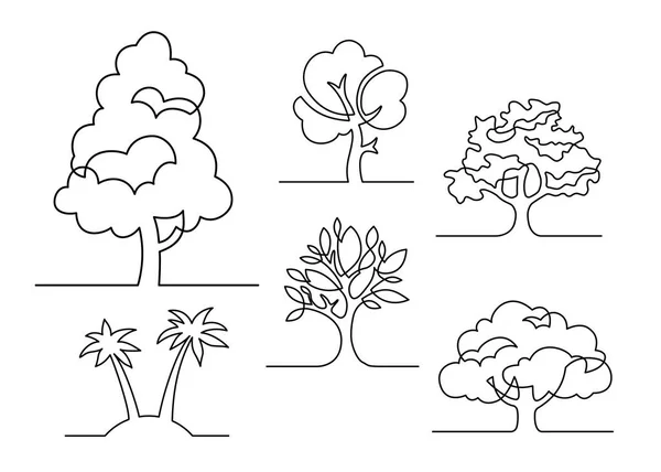 Einzeiliger Baum gesetzt — Stockvektor