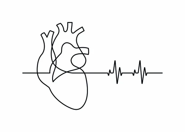 Cuore a una linea — Vettoriale Stock