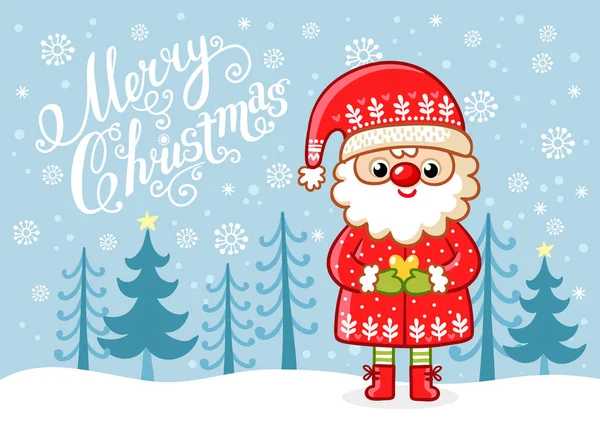 Merry Christmas holidays card with cute Santa