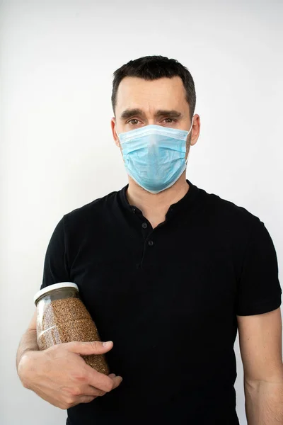 Man Wearing Respiratory Mask Protect Airborne Respiratory Diseases Flu Coronavirus — Stock Photo, Image