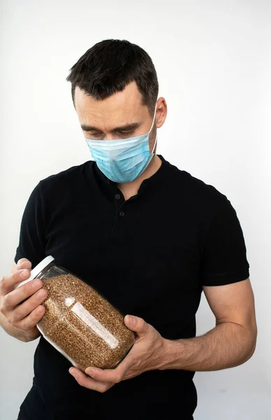 Man Wearing Respiratory Mask Protect Airborne Respiratory Diseases Flu Coronavirus — Stock Photo, Image