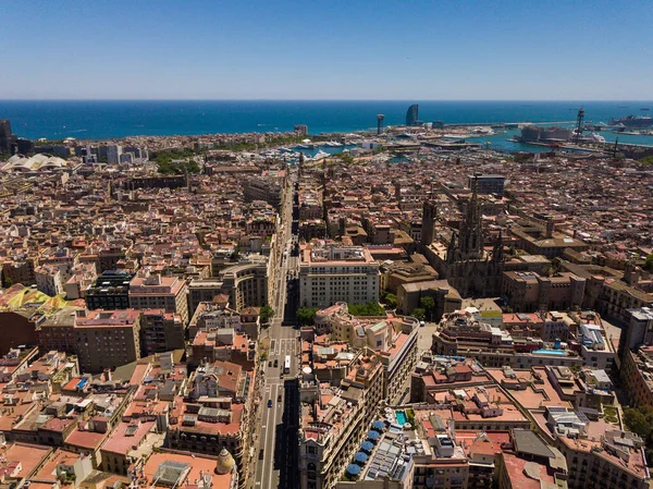 Κορυφαία Θέα Στο Πανόραμα Της Πόλης Της Βαρκελώνης Εικόνα Αρχείου