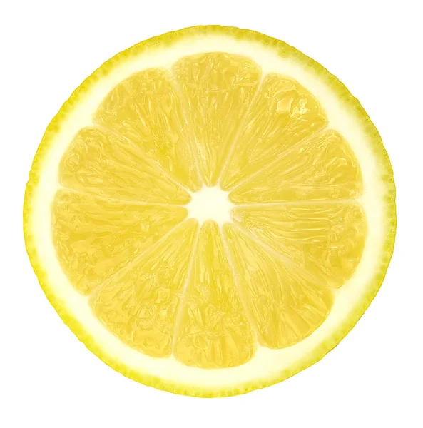 Zitronenscheibe Isoliert Auf Weißem Hintergrund Mit Schneideweg — Stockfoto