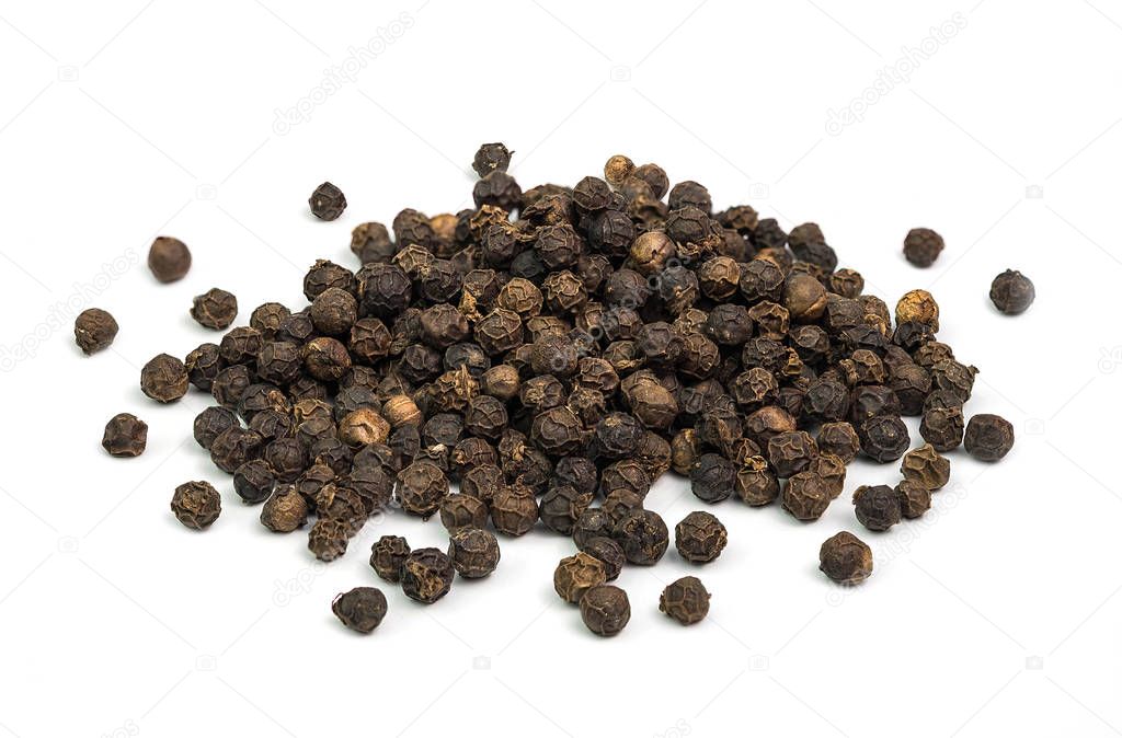 black peppers isolated on white background.