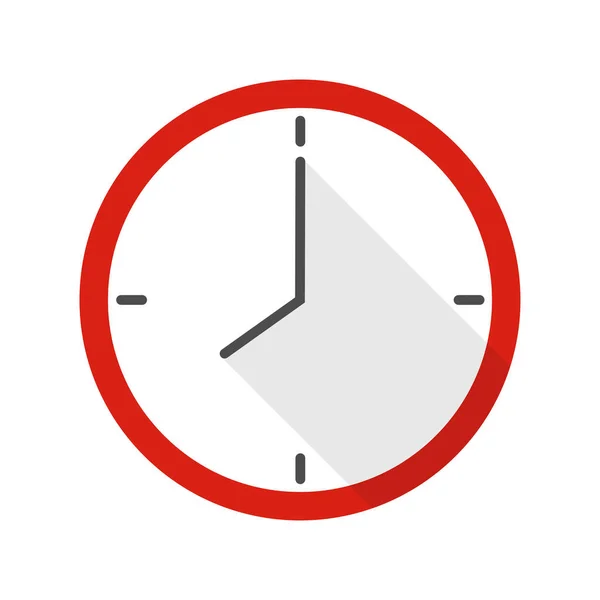 Clock Flat Icon Vector Long Shadow Show Timer White Background — Stock Vector