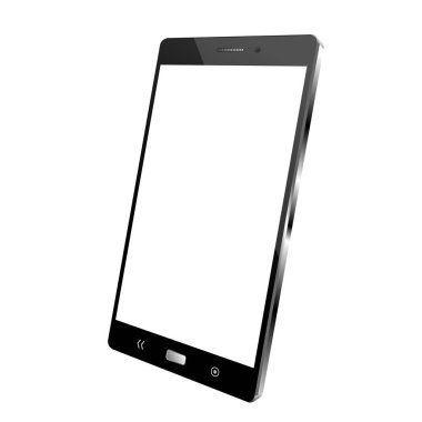 vektör çizim, siyah renk smartphone ile beyaz bir arka plan üzerinde izole boş değmek perde. 