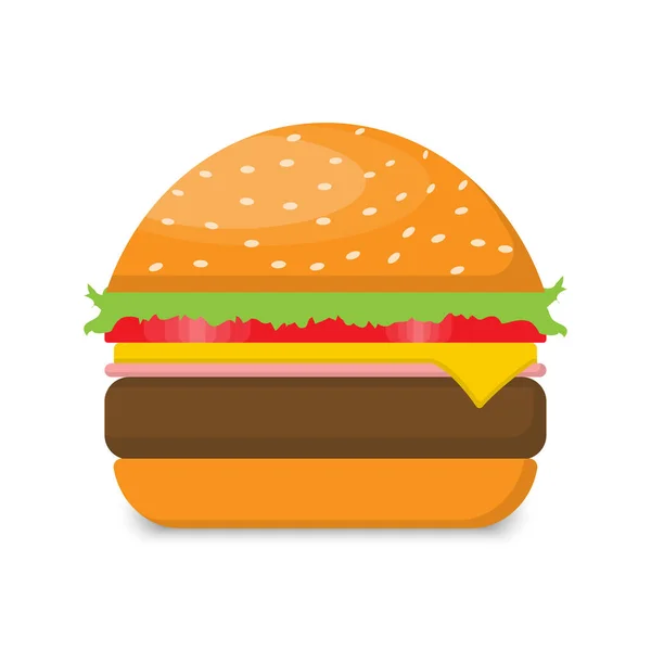 Vektorové Ilustrace Hamburger Izolovaných Bílém Pozadí — Stockový vektor