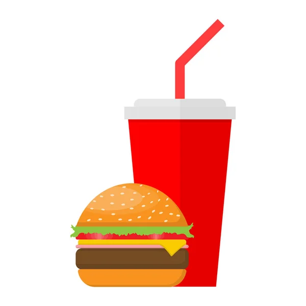 Hamburger Sodu Izolovaných Bílém Pozadí Vektorové Ilustrace — Stockový vektor