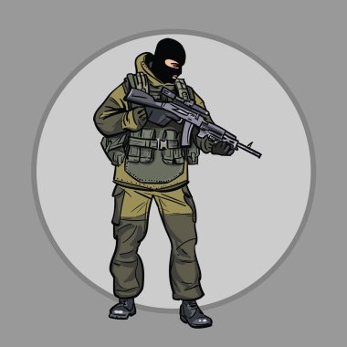 Bir hafif makineli tüfek bir asker. Savaşçı. Özel Kuvvetler.