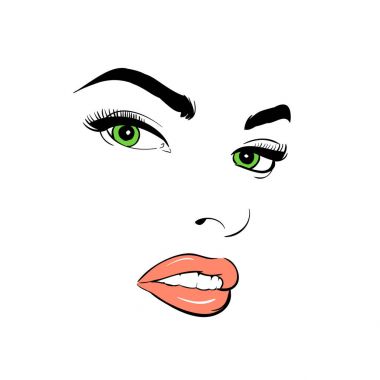 Bir kadının yüzü. Yeşil gözlü. Özenli.