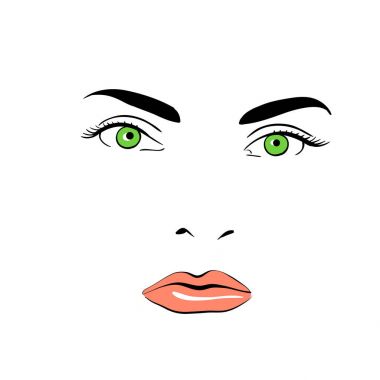 Bir kadının yüzü. Yeşil gözlü. Sakin.