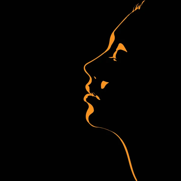 Žena s tváří silueta v podsvícení. — Stockový vektor