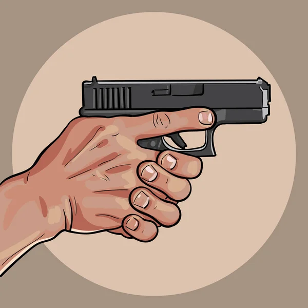 Hand med pistol. Vapenkontroll med båda händerna. — Stock vektor