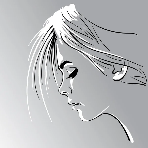 La silhouette del viso della donna in retroilluminazione . — Vettoriale Stock