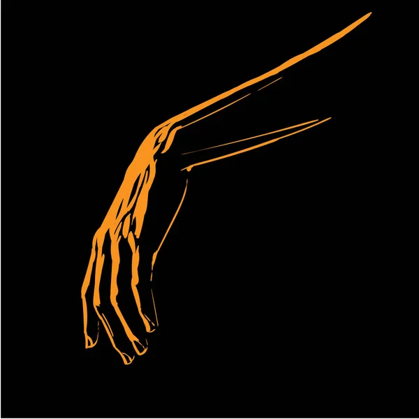 Femme main silhouette dans le rétroéclairage . — Image vectorielle