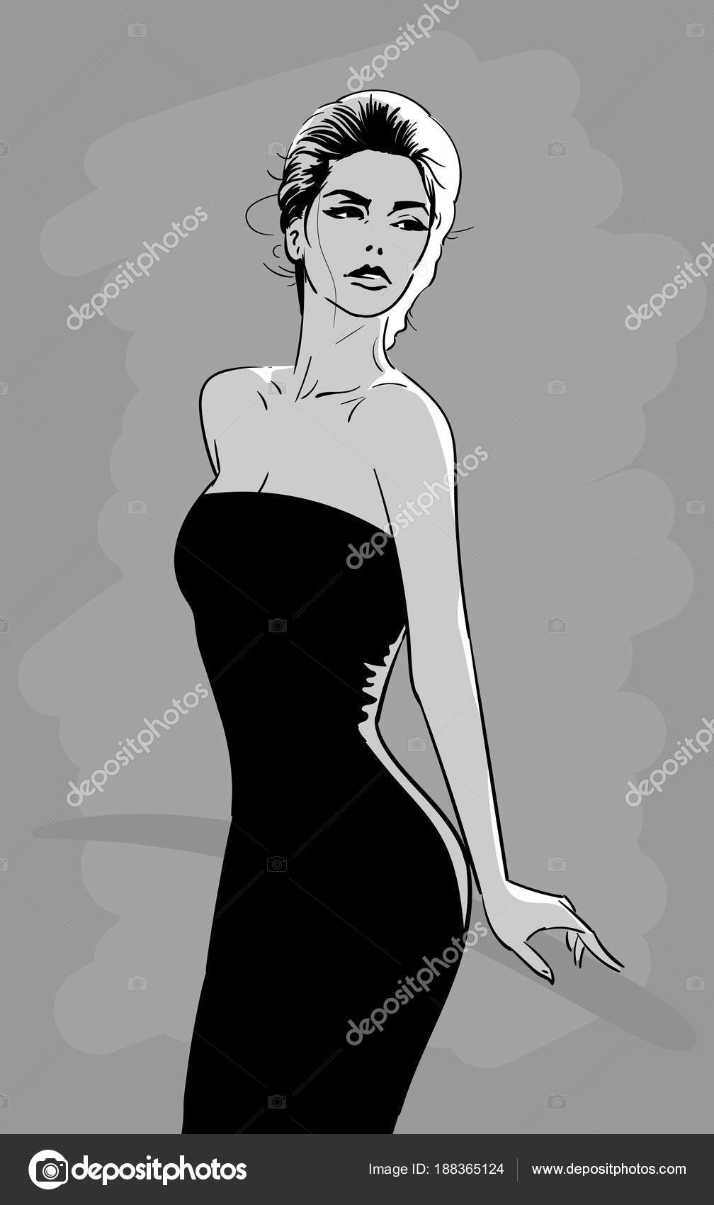 beautiful woman in black dress