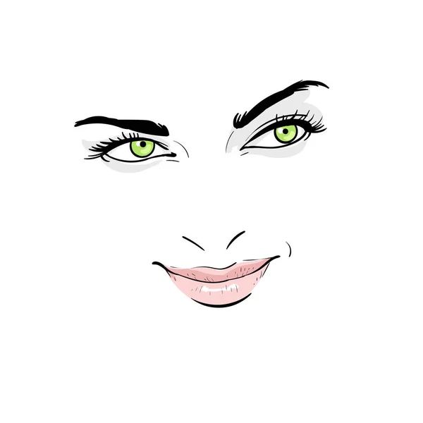 Woman face. Portrait. Outlines. Digital Sketch Hand Drawing. Illustration. — Stock Vector