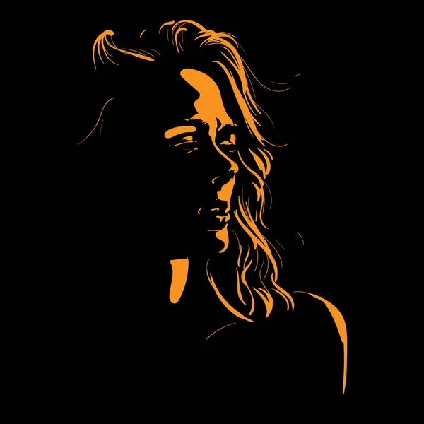 Woman face silhouette in backlight. Illustration. — Stock Vector